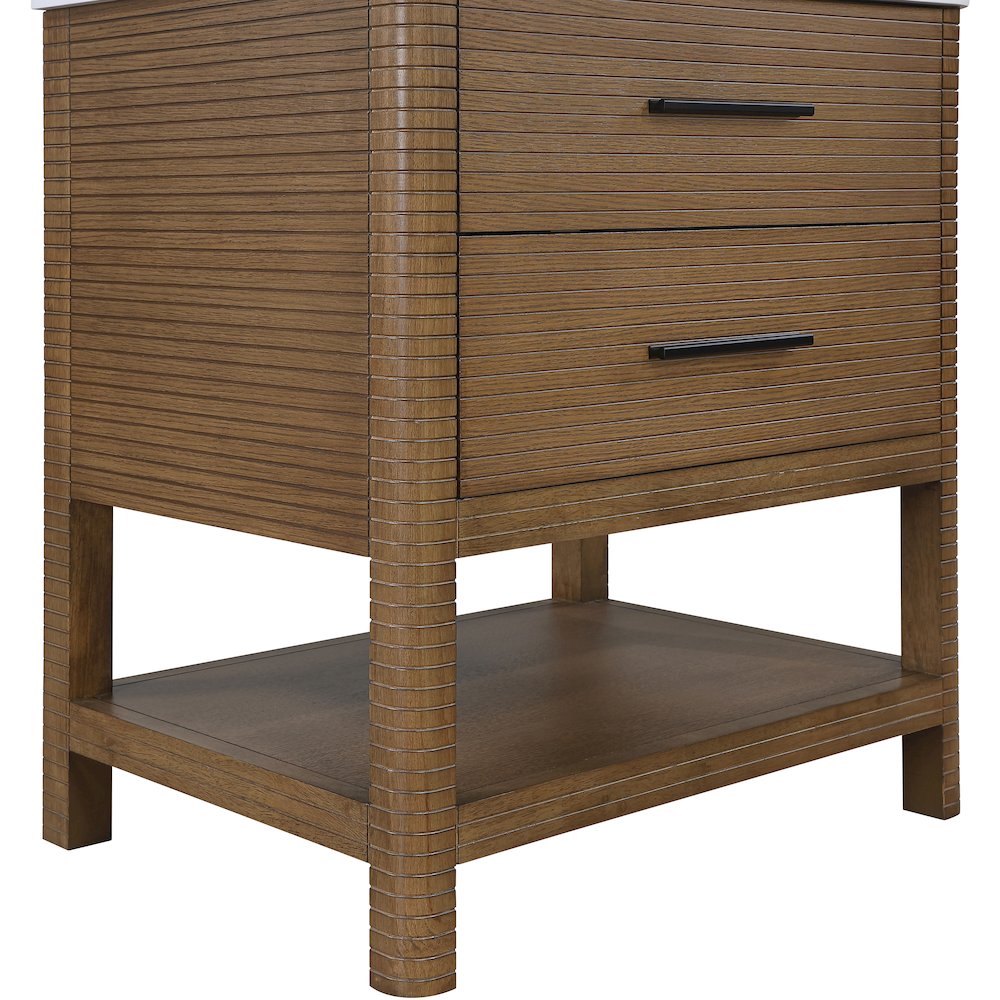 Oakwell 30" Brown Engineered Stone And Solid Wood Bathroom Vanity