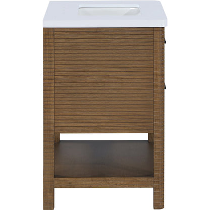 Oakwell 30" Brown Engineered Stone And Solid Wood Bathroom Vanity