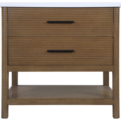 Oakwell 36" Brown Engineered Stone And Solid Wood Bathroom Vanity