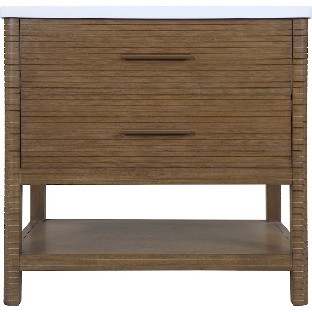 Oakwell 36" Brown Engineered Stone And Solid Wood Bathroom Vanity