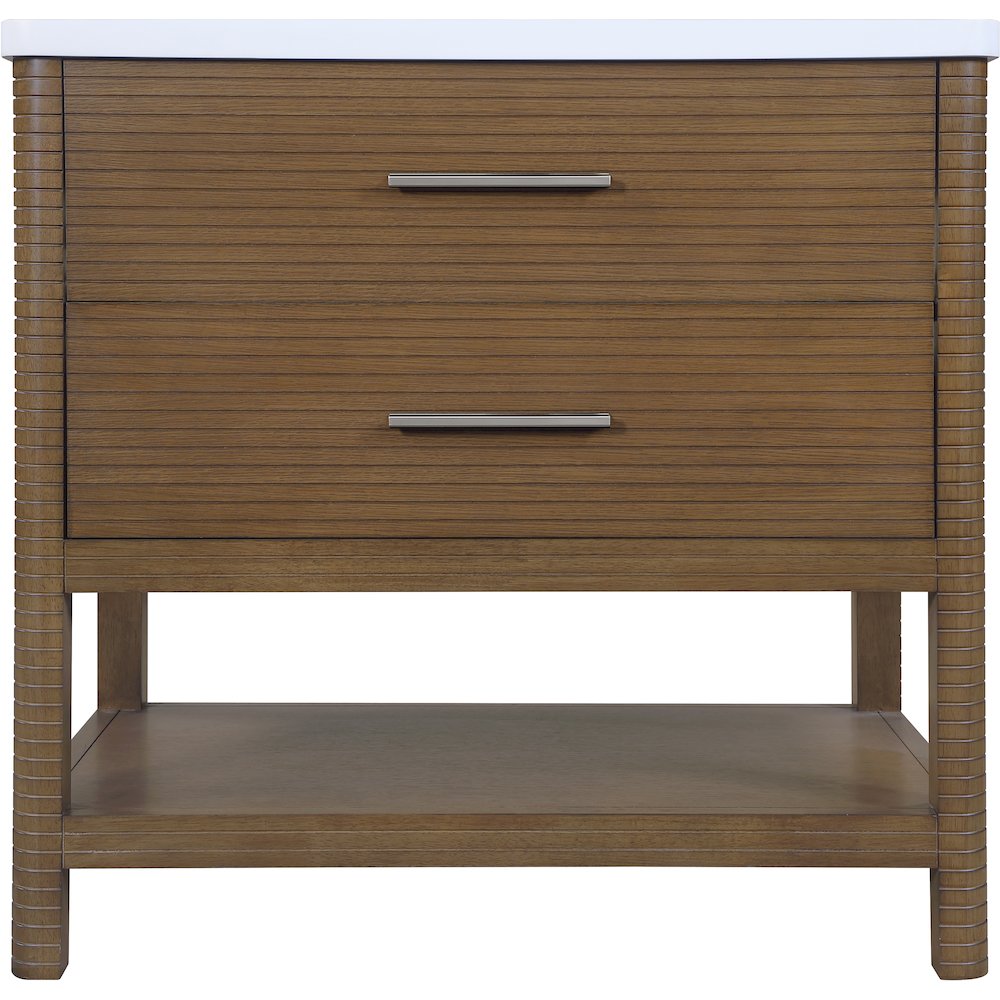 Oakwell 36" Brown Engineered Stone And Solid Wood Bathroom Vanity