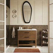 Oakwell 36" Brown Engineered Stone And Solid Wood Bathroom Vanity