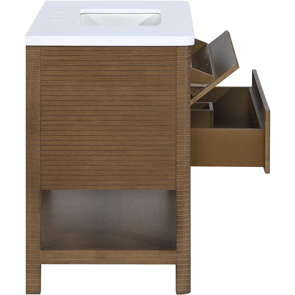 Oakwell 36" Brown Engineered Stone And Solid Wood Bathroom Vanity
