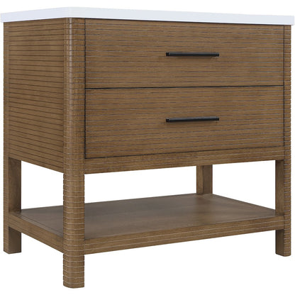 Oakwell 36" Brown Engineered Stone And Solid Wood Bathroom Vanity