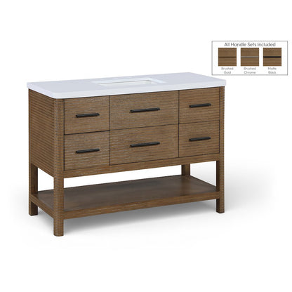 Oakwell 48" Brown Engineered Stone And Solid Wood Bathroom Vanity
