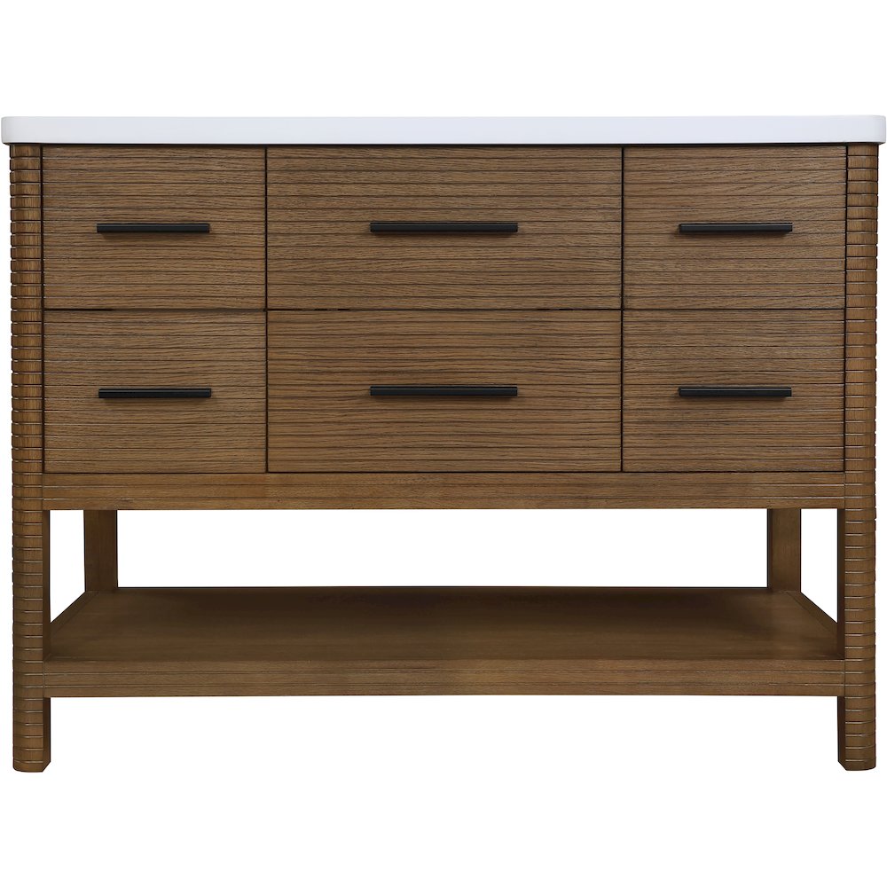 Oakwell 48" Brown Engineered Stone And Solid Wood Bathroom Vanity