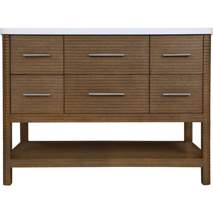 Oakwell 48" Brown Engineered Stone And Solid Wood Bathroom Vanity