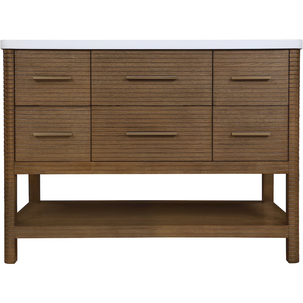 Oakwell 48" Brown Engineered Stone And Solid Wood Bathroom Vanity