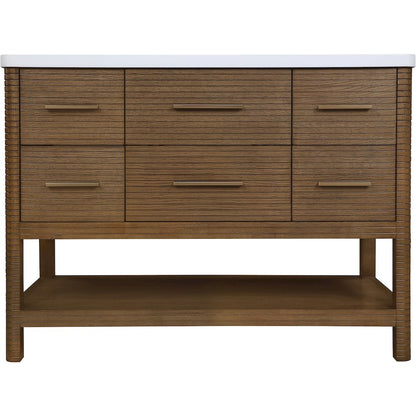 Oakwell 48" Brown Engineered Stone And Solid Wood Bathroom Vanity