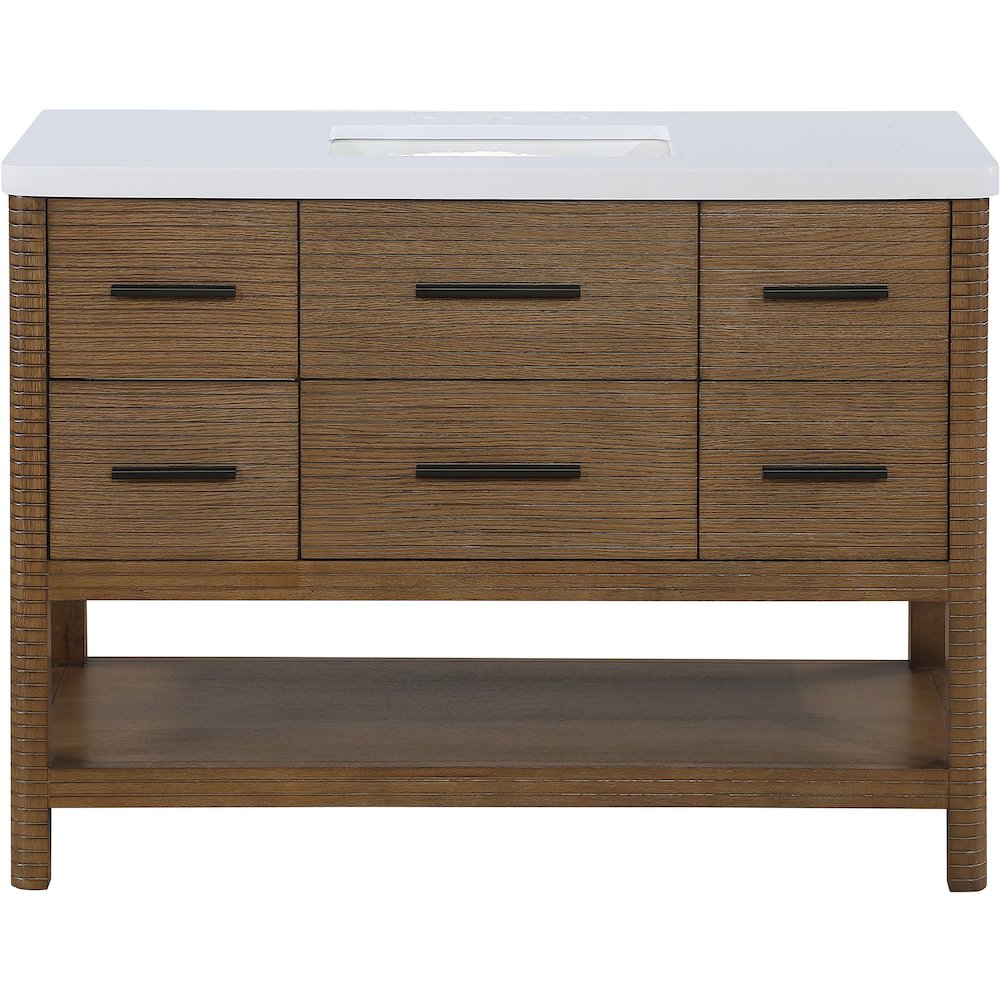Oakwell 48" Brown Engineered Stone And Solid Wood Bathroom Vanity