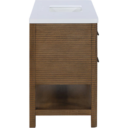 Oakwell 48" Brown Engineered Stone And Solid Wood Bathroom Vanity