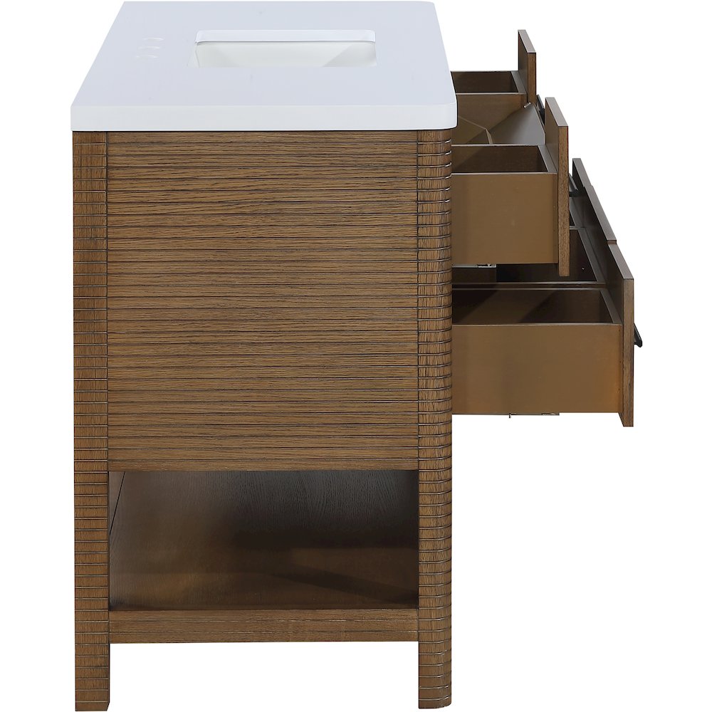 Oakwell 48" Brown Engineered Stone And Solid Wood Bathroom Vanity