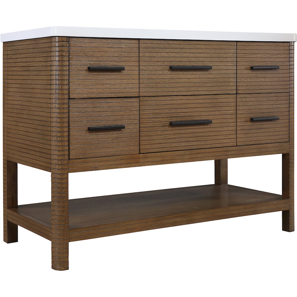 Oakwell 48" Brown Engineered Stone And Solid Wood Bathroom Vanity