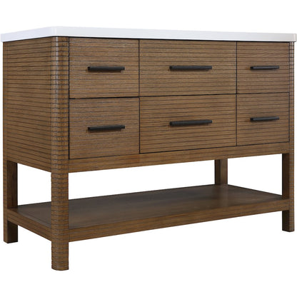 Oakwell 48" Brown Engineered Stone And Solid Wood Bathroom Vanity