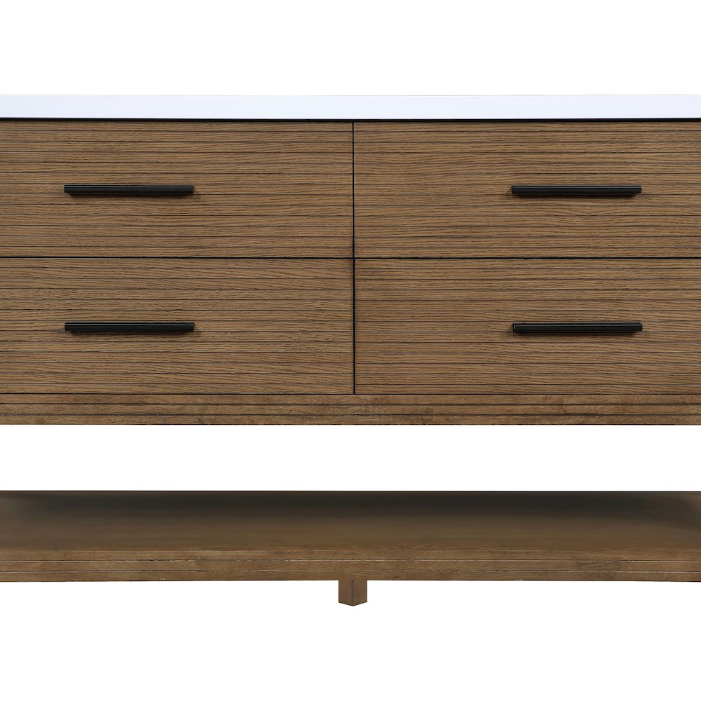 Oakwell 60" Brown Engineered Stone And Solid Wood Bathroom Vanity