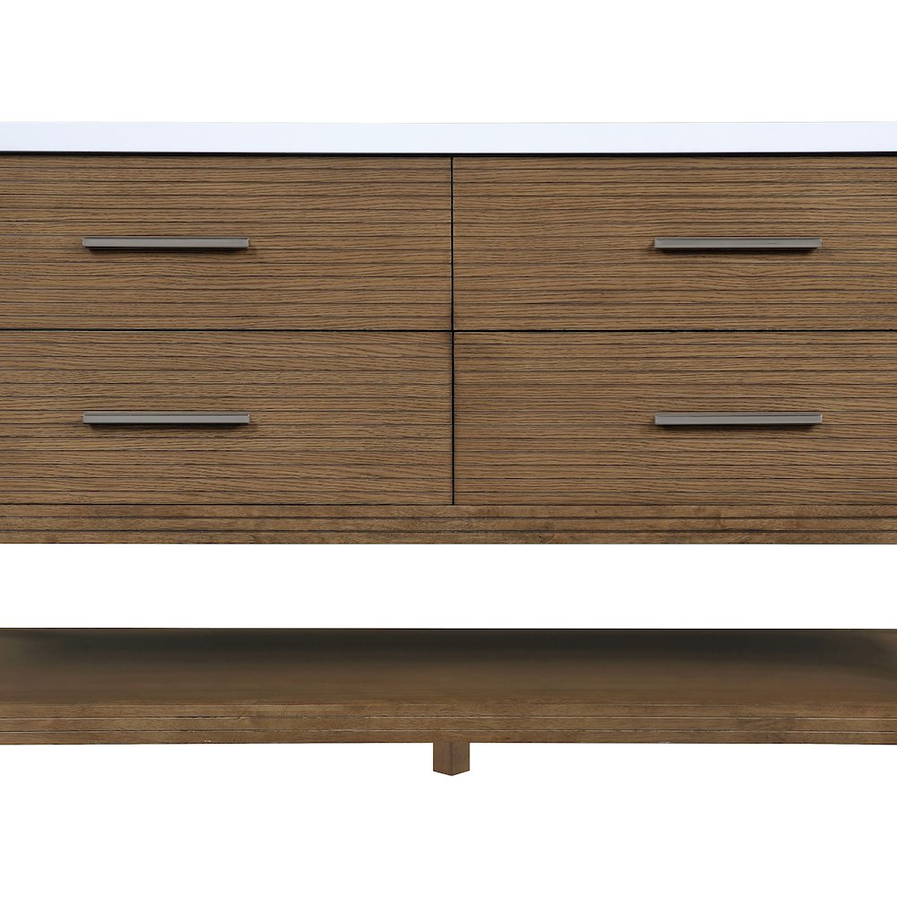 Oakwell 60" Brown Engineered Stone And Solid Wood Bathroom Vanity
