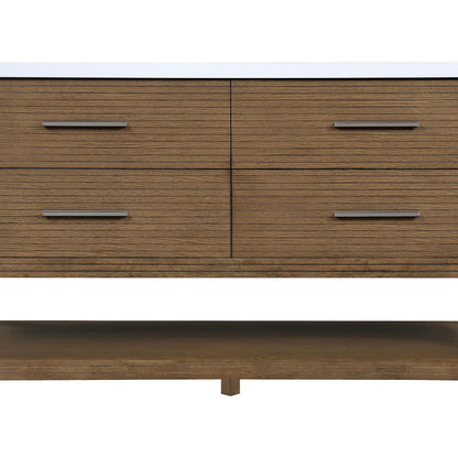 Oakwell 60" Brown Engineered Stone And Solid Wood Bathroom Vanity