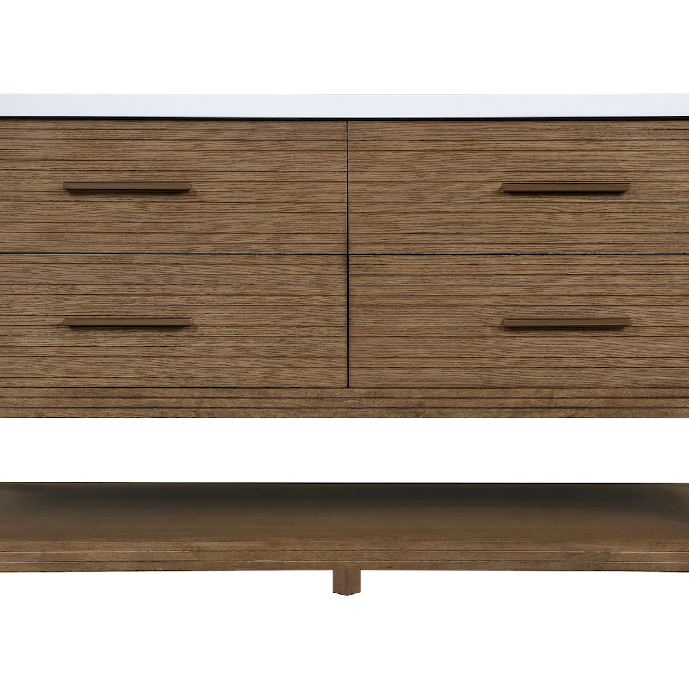 Oakwell 60" Brown Engineered Stone And Solid Wood Bathroom Vanity