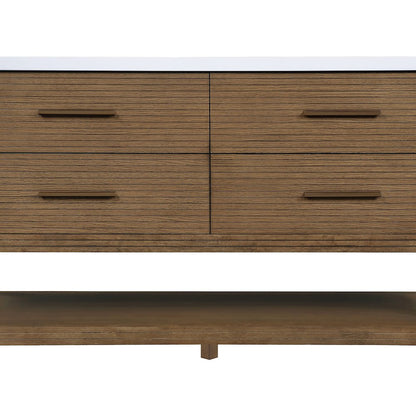 Oakwell 60" Brown Engineered Stone And Solid Wood Bathroom Vanity