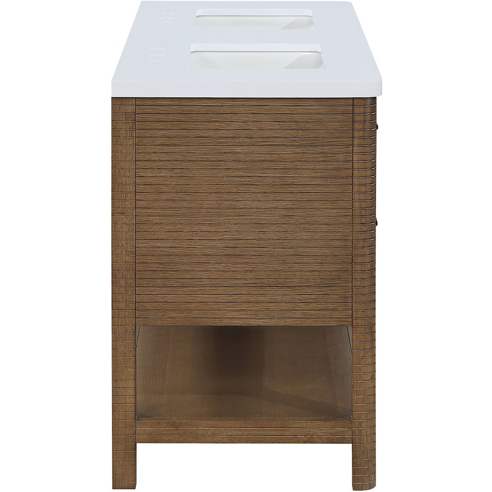 Oakwell 60" Brown Engineered Stone And Solid Wood Bathroom Vanity