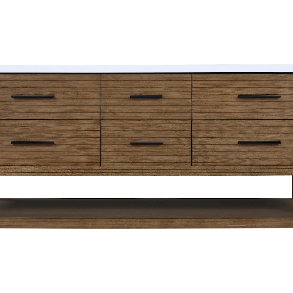 Oakwell 72" Brown Engineered Stone And Solid Wood Bathroom Vanity