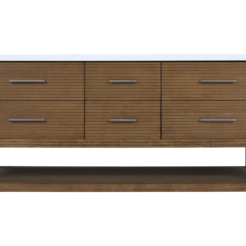 Oakwell 72" Brown Engineered Stone And Solid Wood Bathroom Vanity