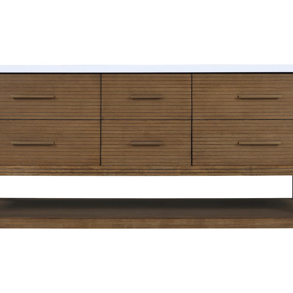 Oakwell 72" Brown Engineered Stone And Solid Wood Bathroom Vanity