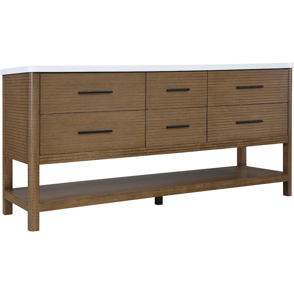 Oakwell 72" Brown Engineered Stone And Solid Wood Bathroom Vanity