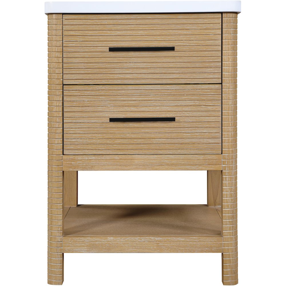 Oakwell 24" Natural Engineered Stone And Solid Wood Bathroom Vanity