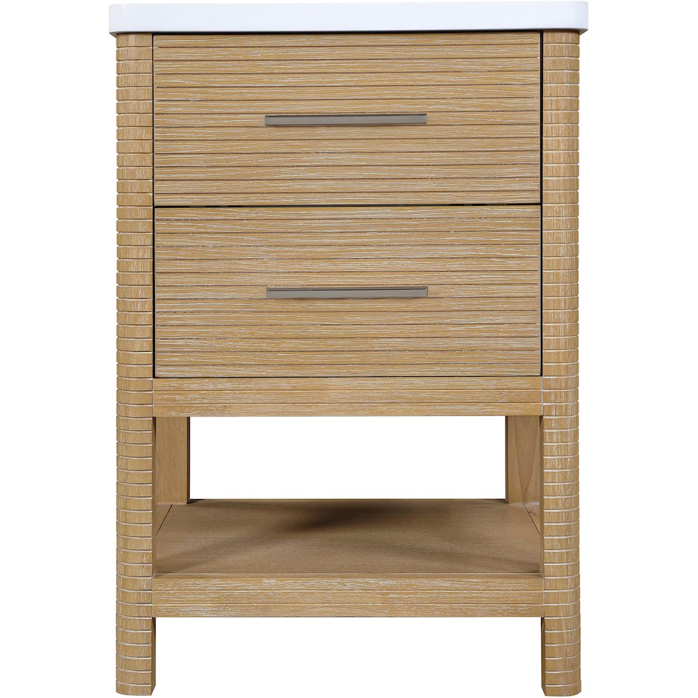 Oakwell 24" Natural Engineered Stone And Solid Wood Bathroom Vanity