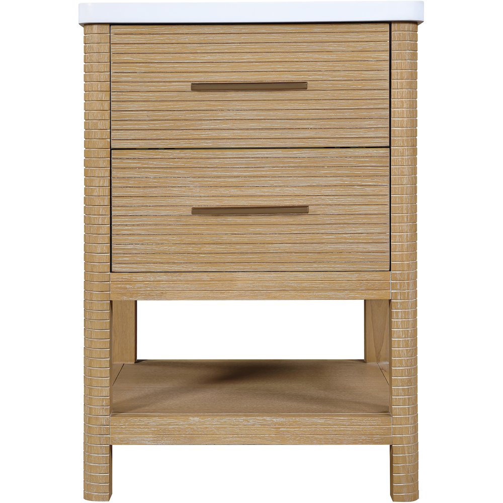Oakwell 24" Natural Engineered Stone And Solid Wood Bathroom Vanity