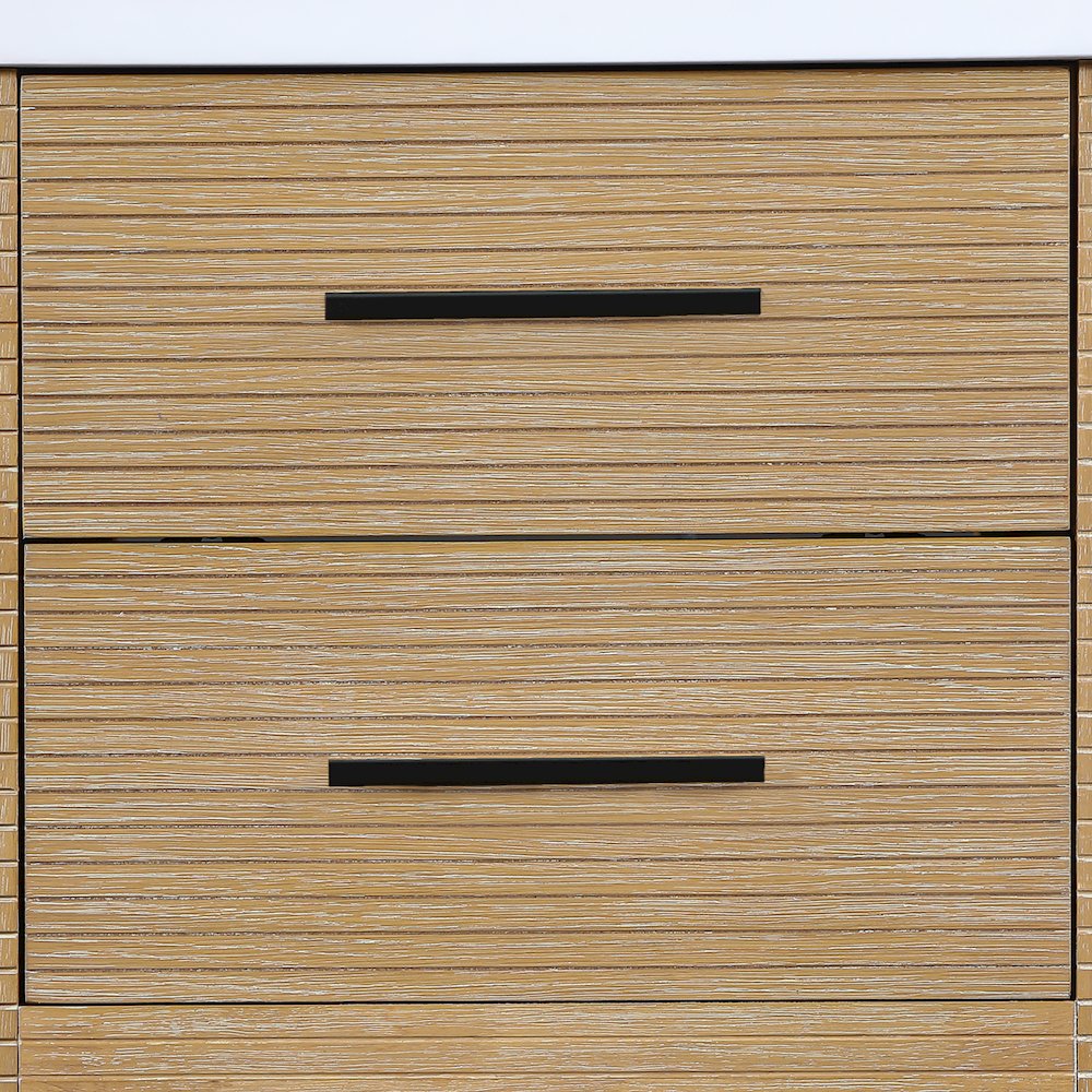 Oakwell 24" Natural Engineered Stone And Solid Wood Bathroom Vanity
