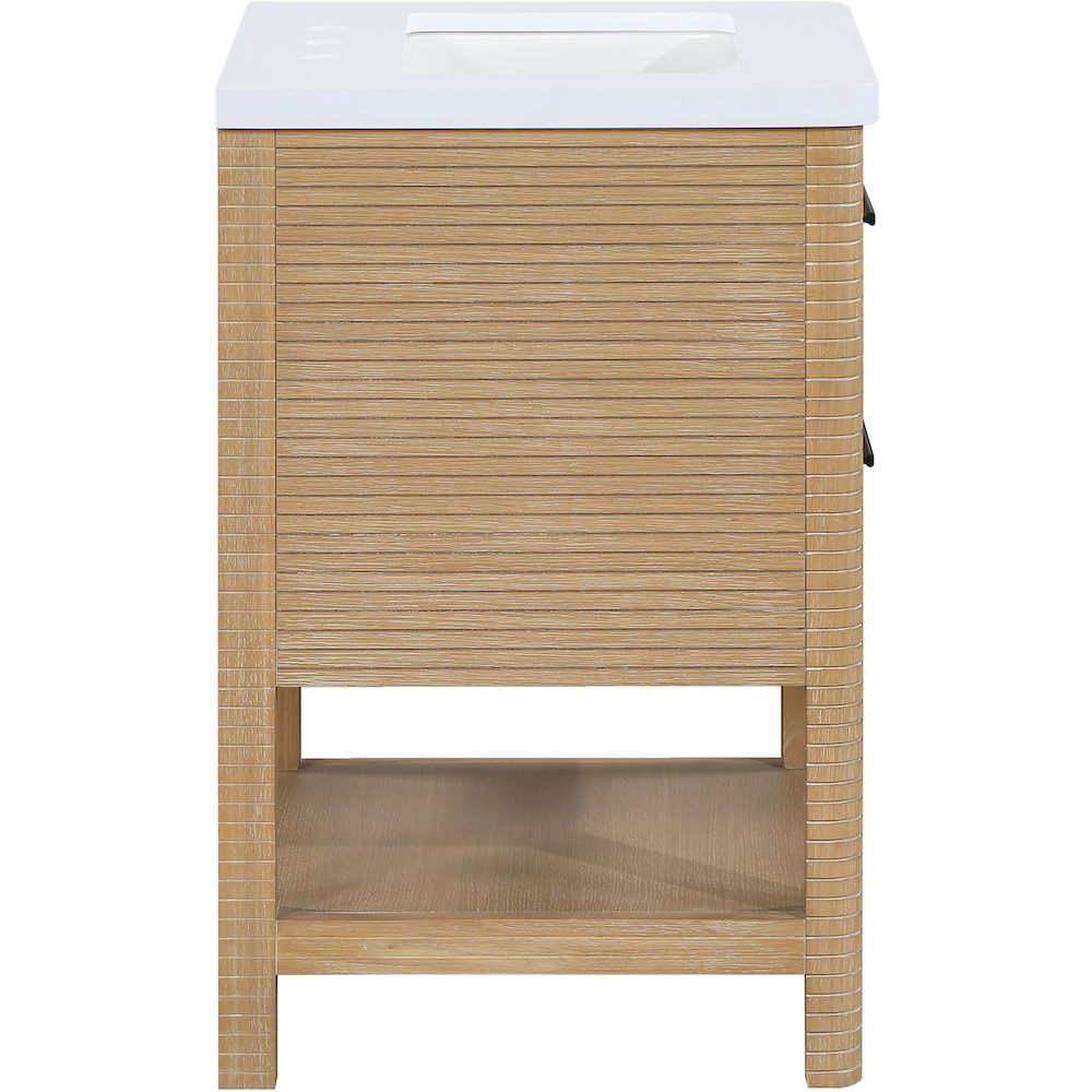 Oakwell 24" Natural Engineered Stone And Solid Wood Bathroom Vanity