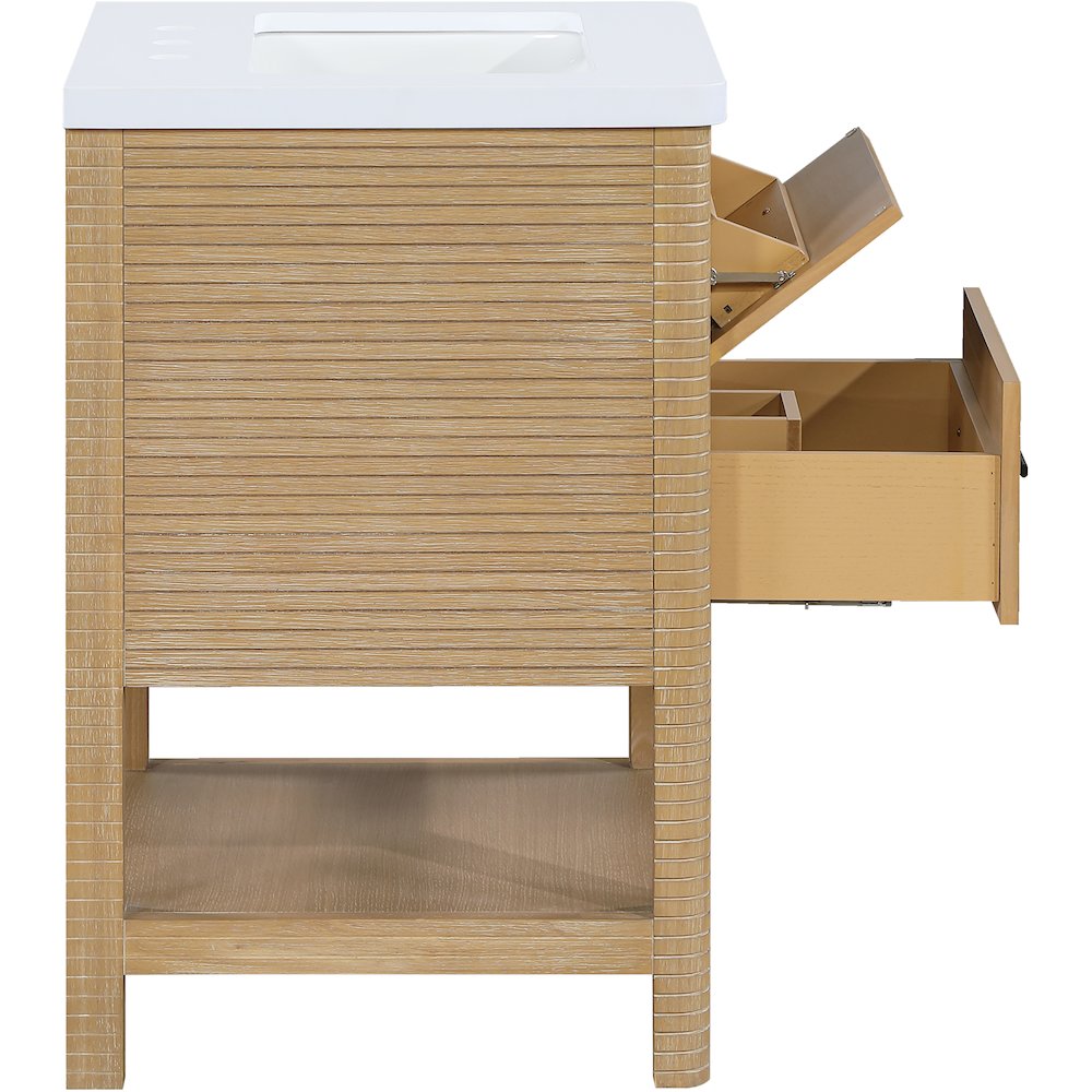 Oakwell 24" Natural Engineered Stone And Solid Wood Bathroom Vanity