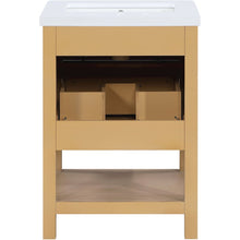 Oakwell 24" Natural Engineered Stone And Solid Wood Bathroom Vanity