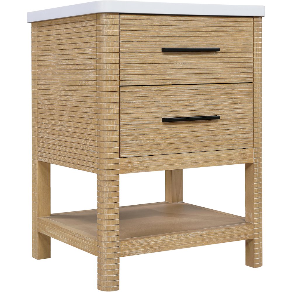 Oakwell 24" Natural Engineered Stone And Solid Wood Bathroom Vanity