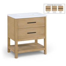 Oakwell 30" Natural Engineered Stone And Solid Wood Bathroom Vanity