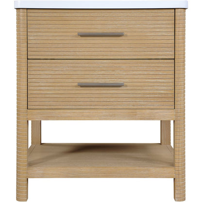 Oakwell 30" Natural Engineered Stone And Solid Wood Bathroom Vanity