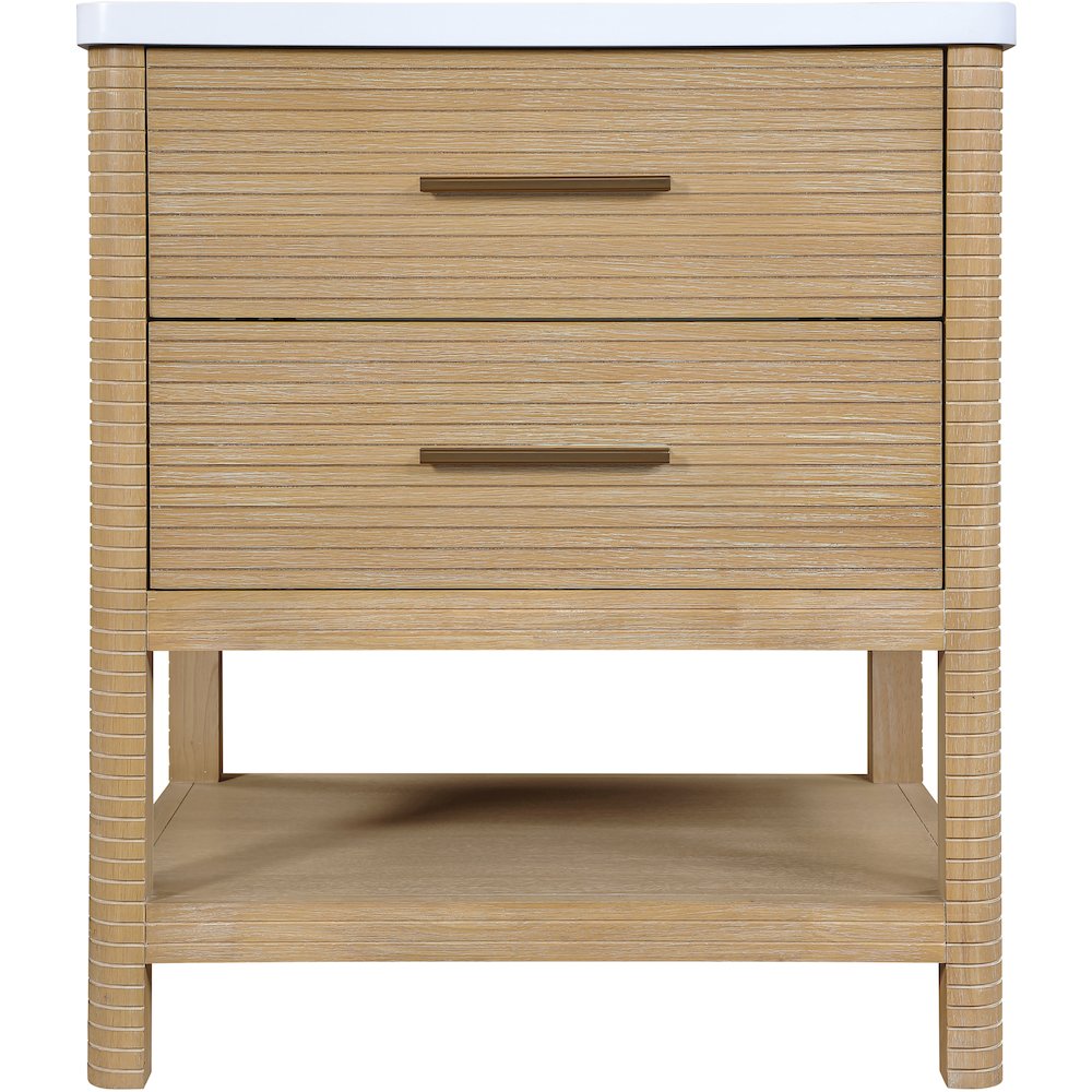 Oakwell 30" Natural Engineered Stone And Solid Wood Bathroom Vanity