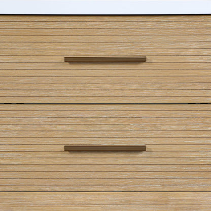 Oakwell 30" Natural Engineered Stone And Solid Wood Bathroom Vanity