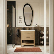 Oakwell 30" Natural Engineered Stone And Solid Wood Bathroom Vanity