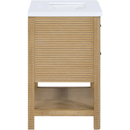 Oakwell 30" Natural Engineered Stone And Solid Wood Bathroom Vanity