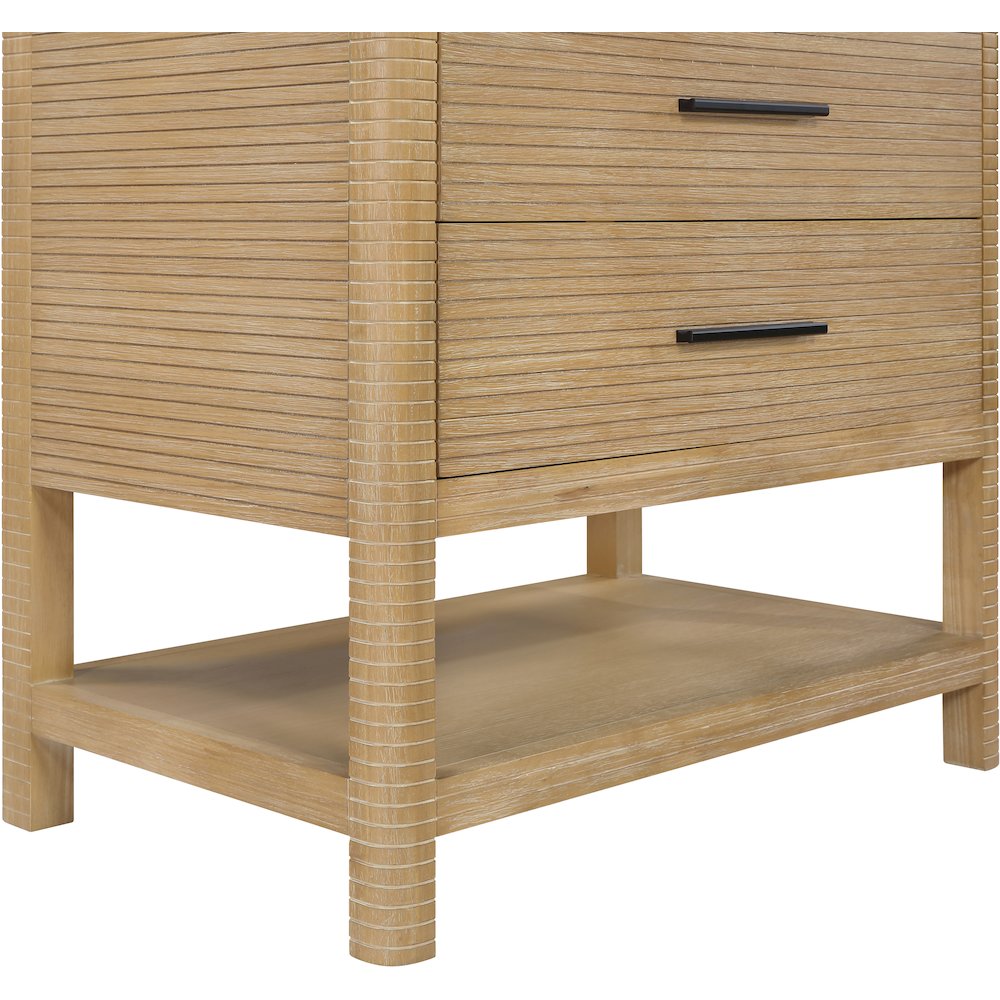 Oakwell 36" Natural Engineered Stone And Solid Wood Bathroom Vanity