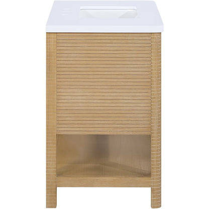 Oakwell 36" Natural Engineered Stone And Solid Wood Bathroom Vanity
