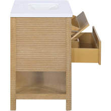 Oakwell 36" Natural Engineered Stone And Solid Wood Bathroom Vanity
