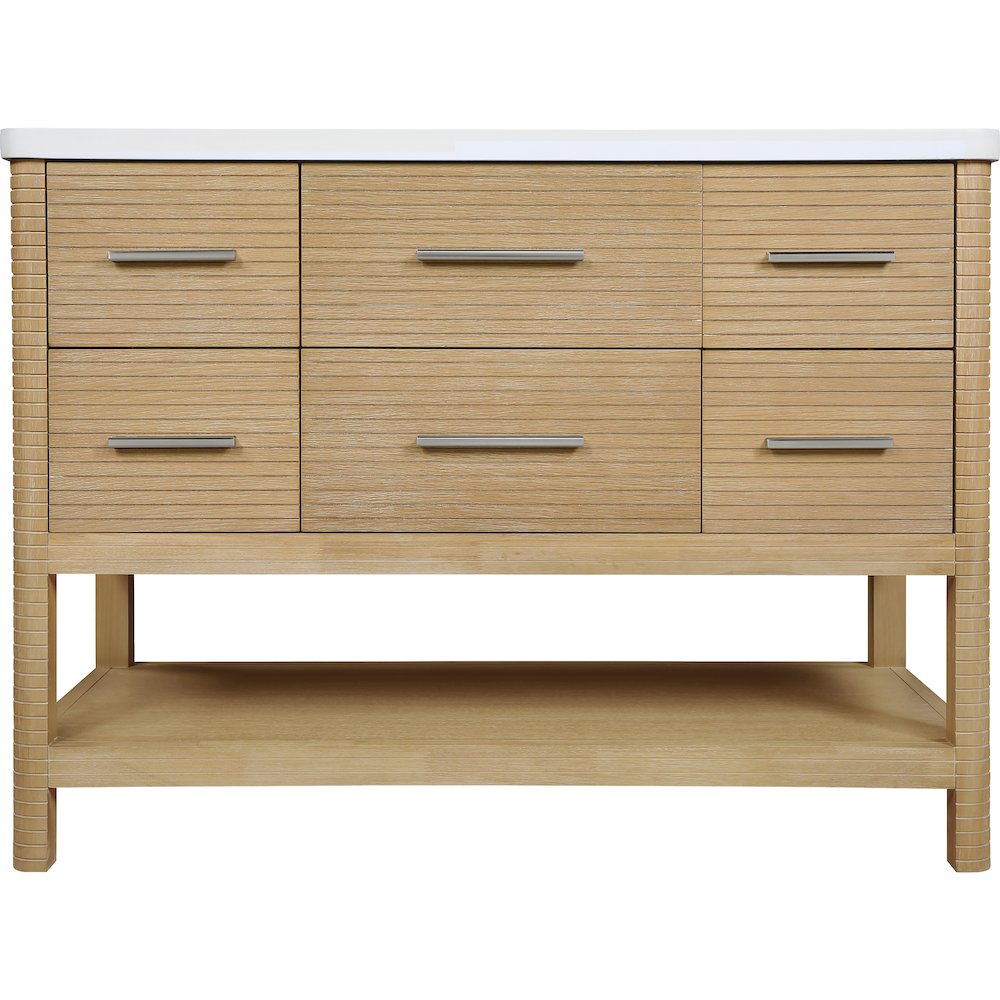 Oakwell 48" Natural Engineered Stone And Solid Wood Bathroom Vanity