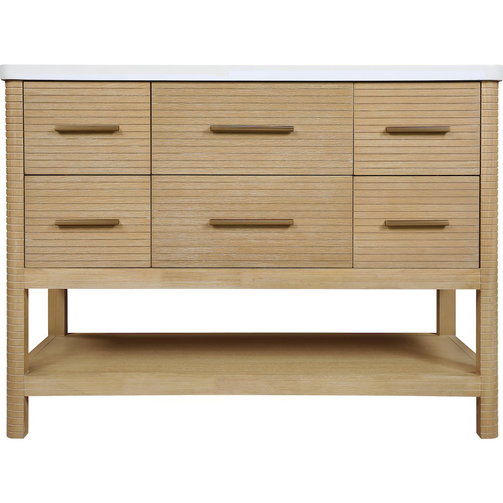 Oakwell 48" Natural Engineered Stone And Solid Wood Bathroom Vanity