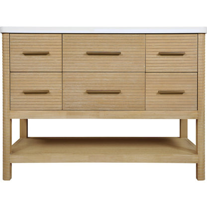 Oakwell 48" Natural Engineered Stone And Solid Wood Bathroom Vanity