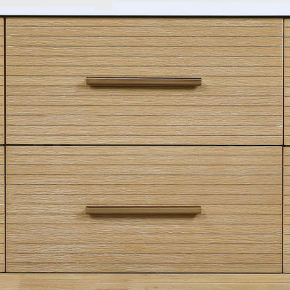 Oakwell 48" Natural Engineered Stone And Solid Wood Bathroom Vanity