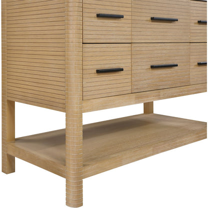 Oakwell 48" Natural Engineered Stone And Solid Wood Bathroom Vanity